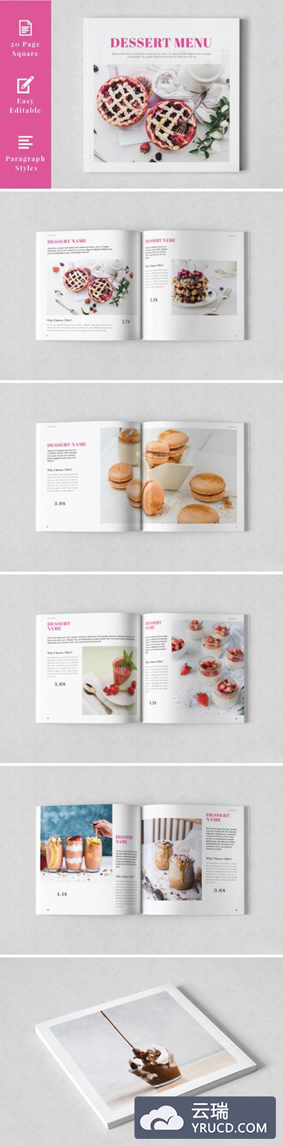 蛋糕甜品菜单画册设计模板