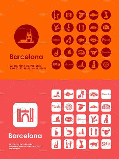 巴塞罗那元素图标 Barcelona icons