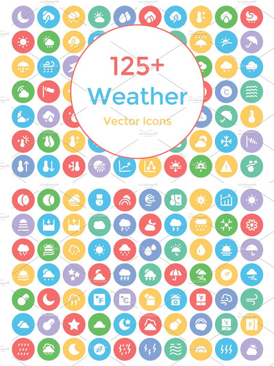 天气矢量图标 125+ Weather Vector Icons