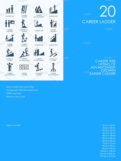 职业阶梯图标 Career ladder icons