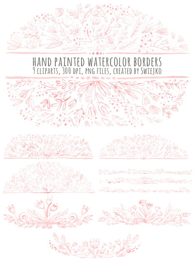 水彩花卉插画素材 Watercolor Floral Borders II