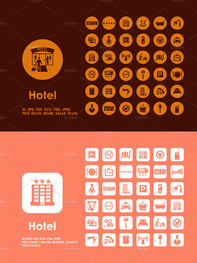 酒店矢量图标 Hotel icons