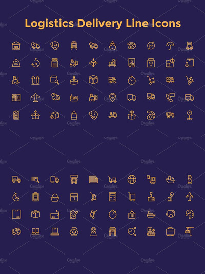 物流配送线图标 Logistics Delivery Line Icons