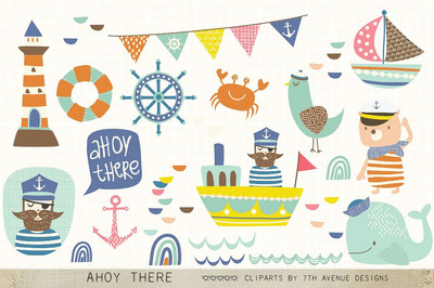 卡通海洋元素 Ahoy There Cliparts