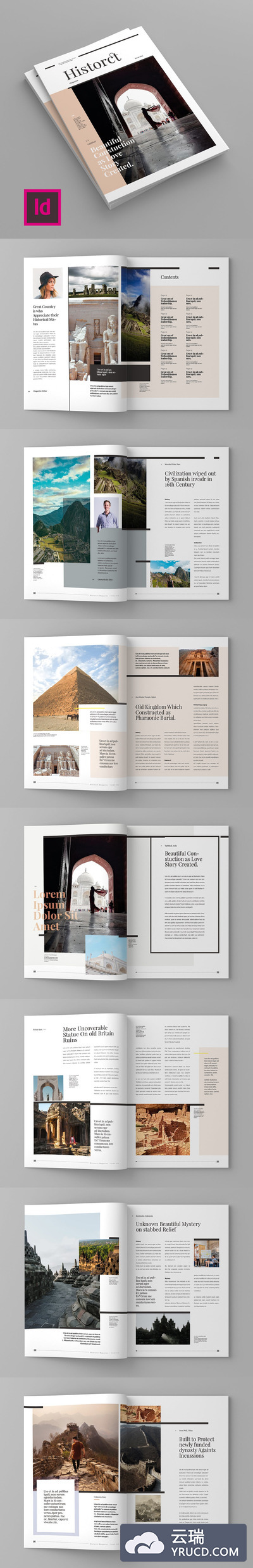 多用途时尚画册杂志模板下载[indd]