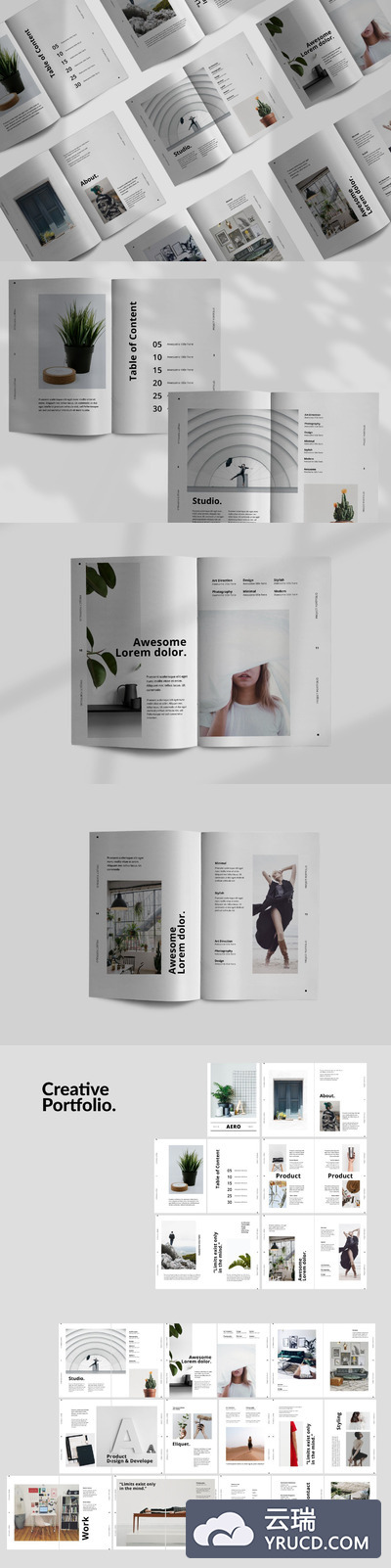 绿植极简主义高端画册模板下载[indd]