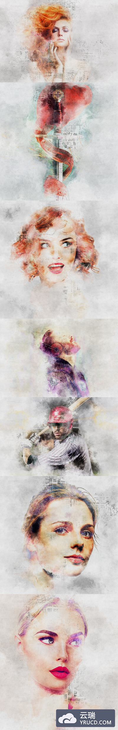 复古水彩印刷风格的Photoshop动作下载 [atn]