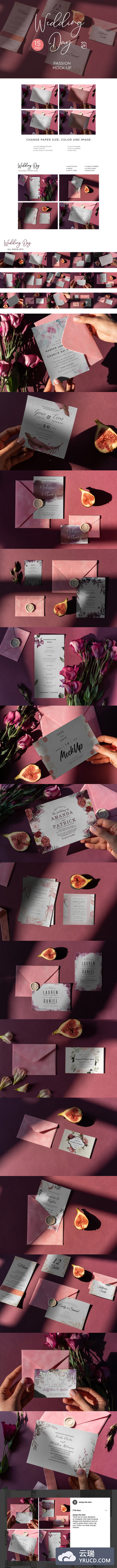 高端时尚的婚礼请柬套装设计模板