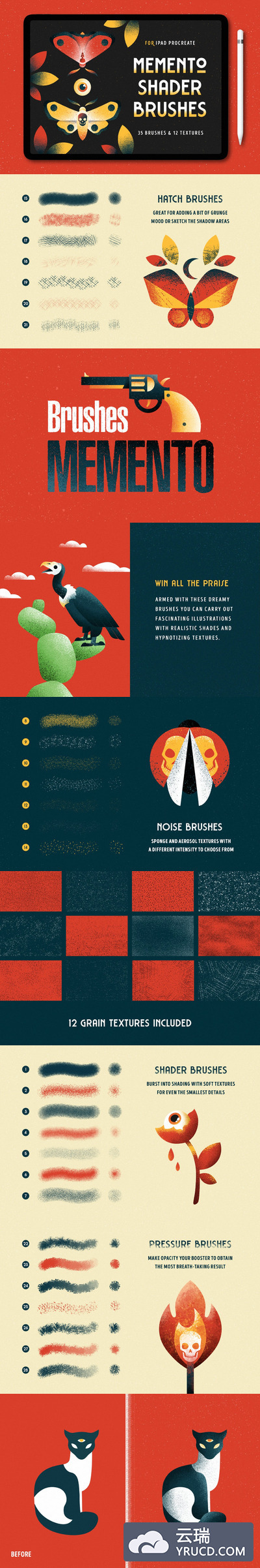 好用的磨砂画笔笔刷全新版本Memento Shader Brushes