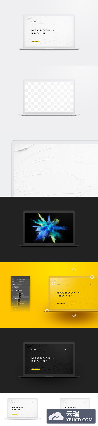 MacBook电脑样机 Clay MacBook Pro 15" with Touch Bar, Front View Mockup