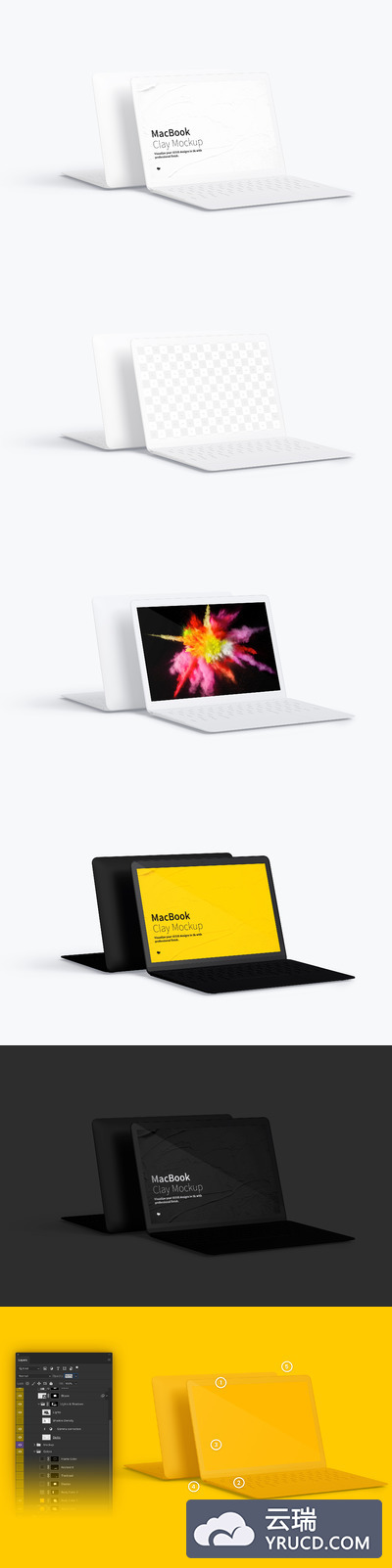 MacBook电脑样机素材 Clay MacBook Mockup