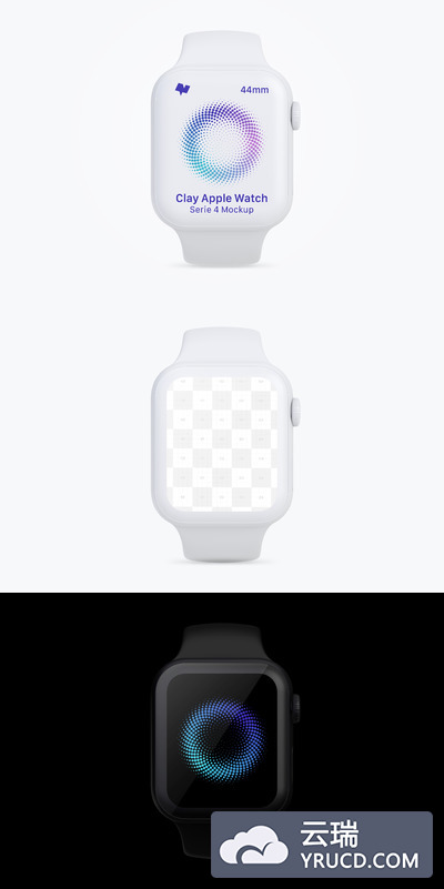 智能手表样机素材 Clay Apple Watch Series 4 (44mm) Mockup, Front View