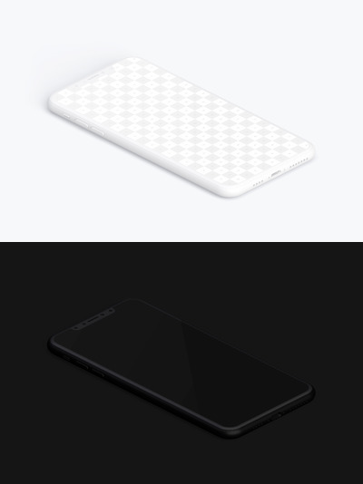 iPhone手机样机 Isometric Clay iPhone Xs Max Mockup, Left View