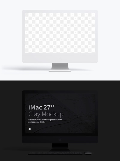 苹果一体机电脑样机 Clay iMac 27” Mockup, Front View
