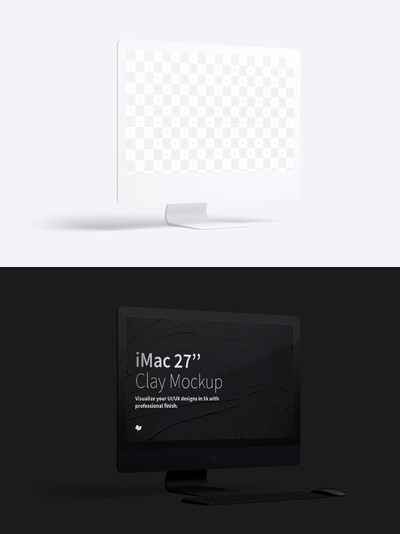 苹果电脑iMac样机 Clay iMac 27” Mockup, Left View