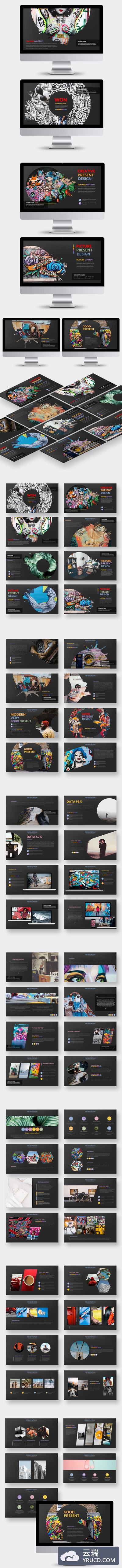 艺术作品展示PPT模板下载[PPTX]