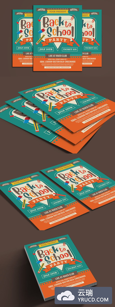 开学季派对活动邀请传单设计模板