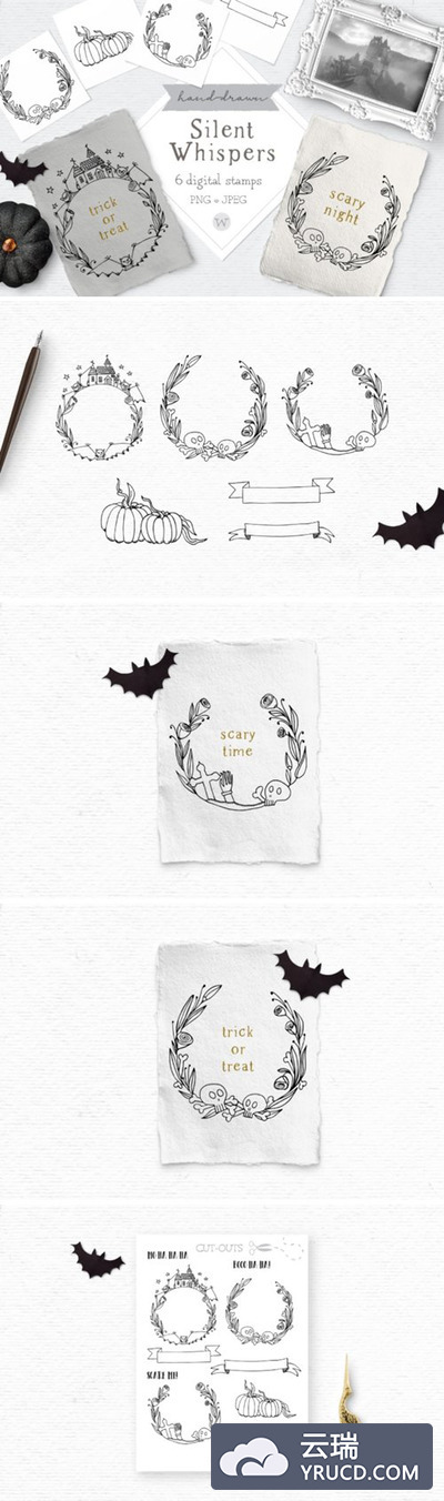 手绘万圣节剪贴画设计素材