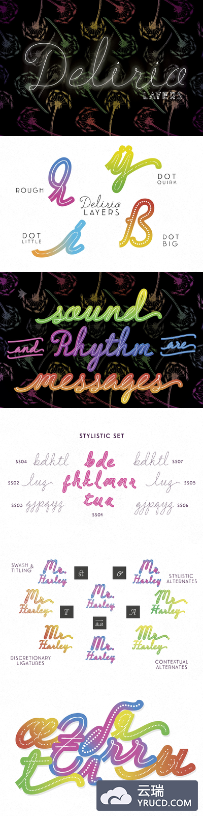 手写草书字体 Delirio Layers