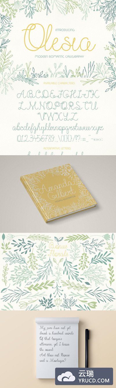 手写设计字体 Olesia Script Pro