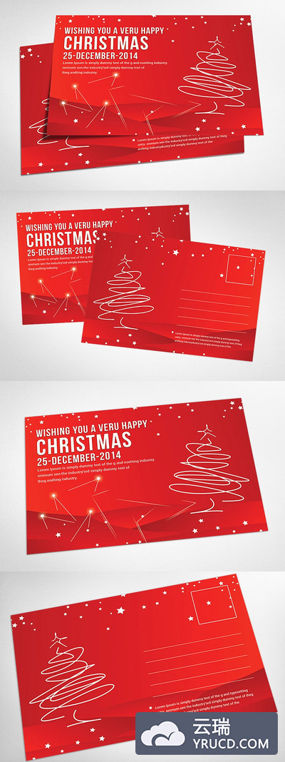 圣诞节元素海报模板 Christmas Postcard Templates.