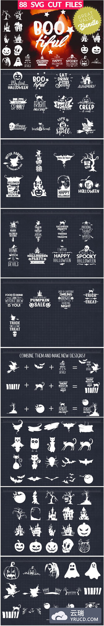 万圣节主题元素矢量SVG插画素材合集