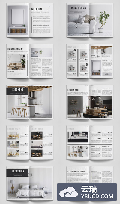 简约时尚的家具产品目录杂志设计模板