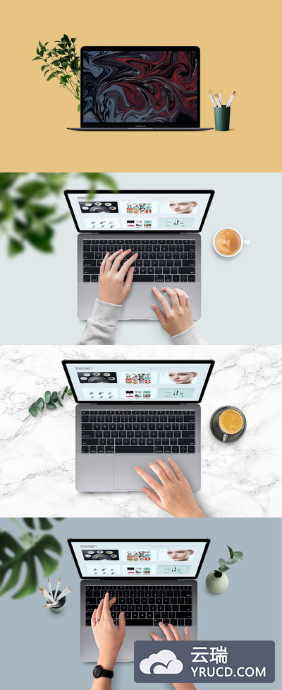 干净的Macbook笔记本桌面电脑样机素材下载[PSD]