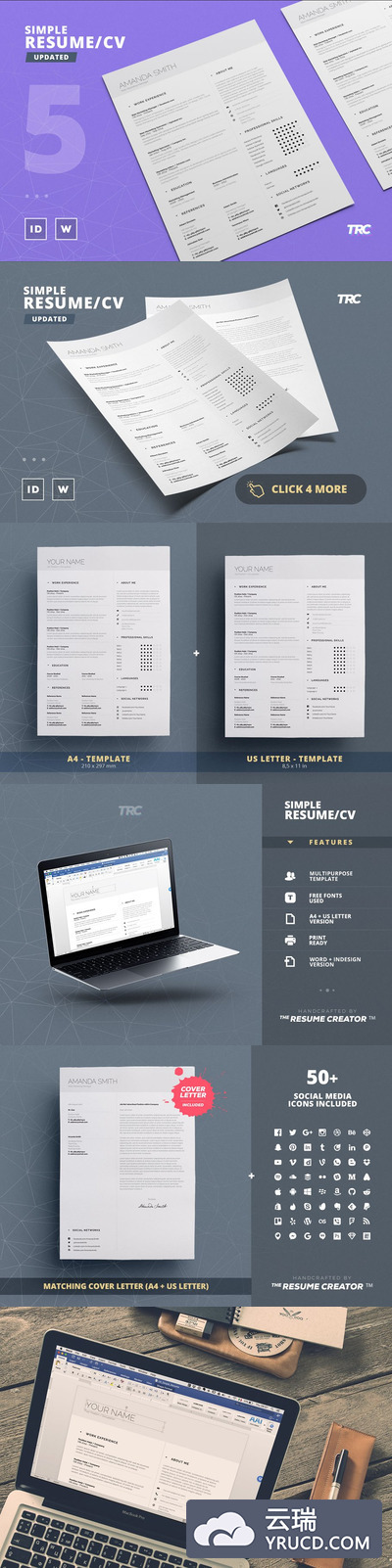 专业简洁简历模板下载 Simple Resume/Cv Template Volume 5