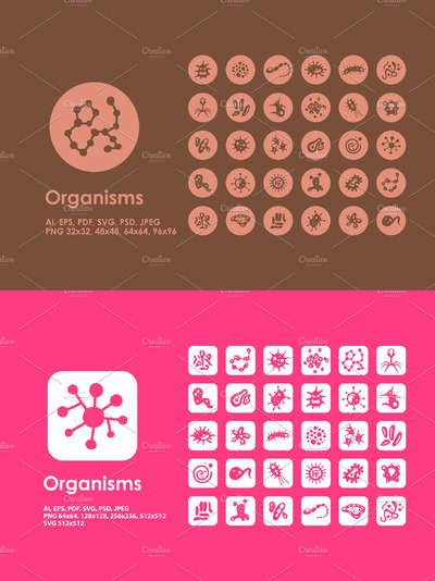 细菌矢量图标 Organisms icons