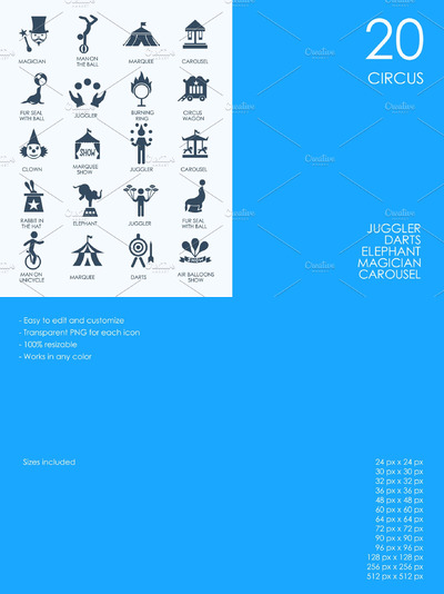 马戏团小丑图标 Circus icons