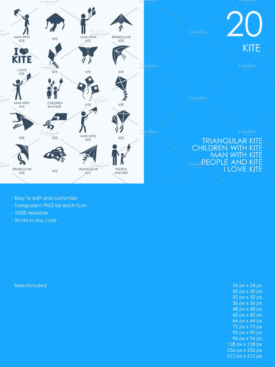 风筝矢量图标素材 Kite icons