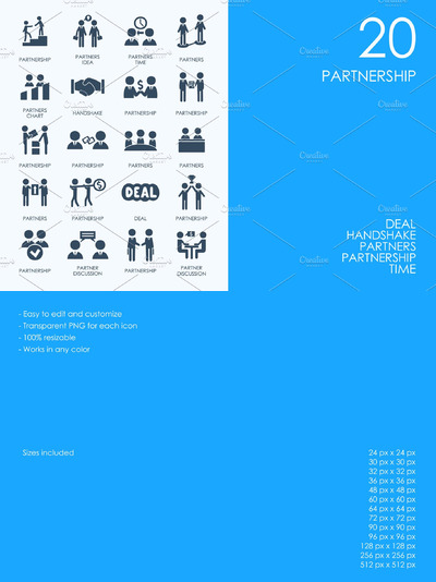 合作伙伴矢量图标 Partnership icons