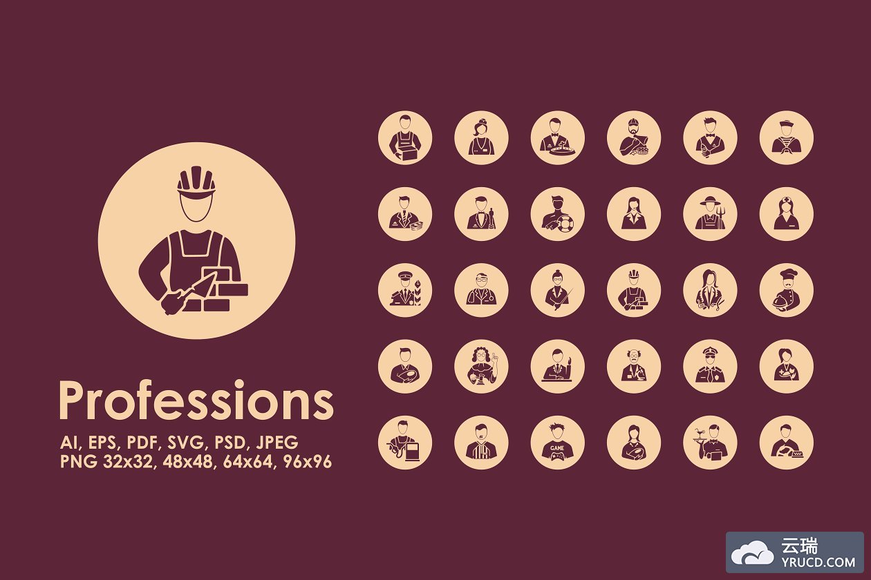 职业矢量图标 30 professions icons