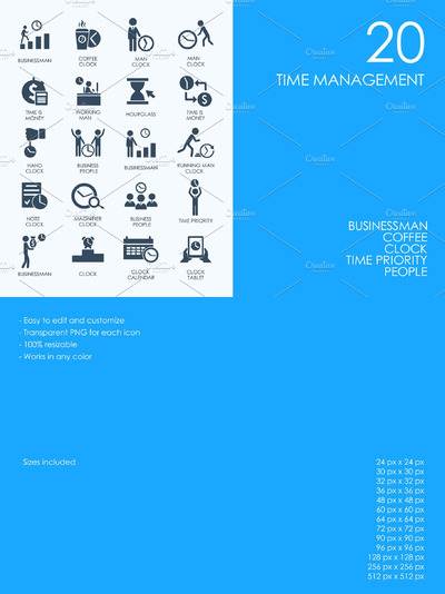 时间管理图标 Time management icons