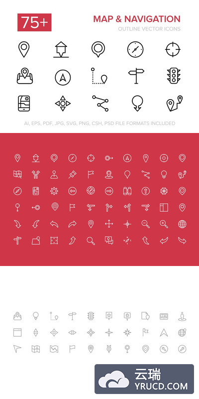 75+导航矢量图标 75+ Navigation Vector Icons