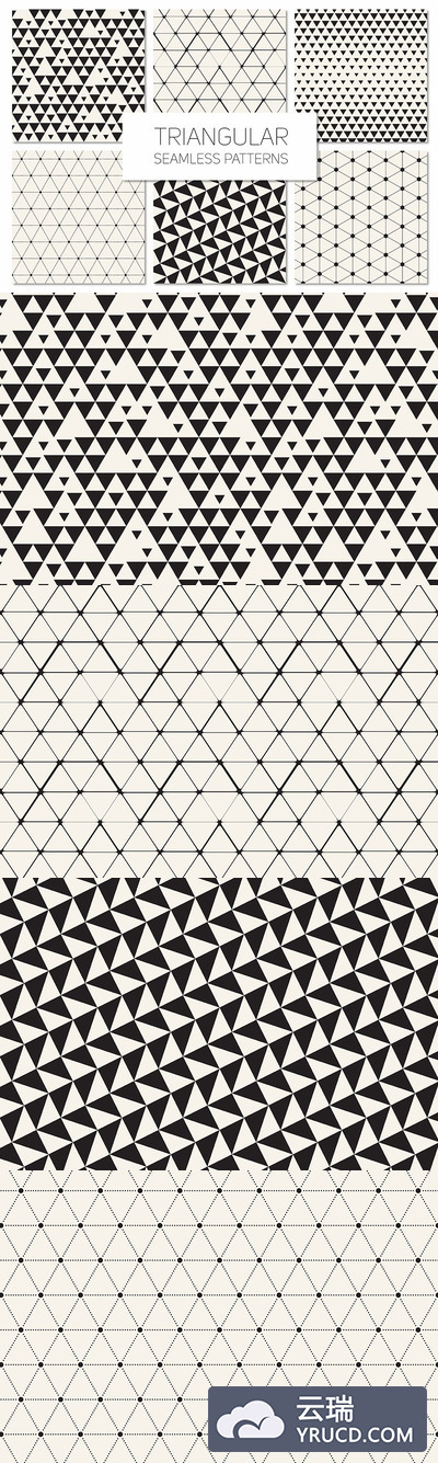 三角形无缝背景图案 Triangular Seamless Patterns Set 3