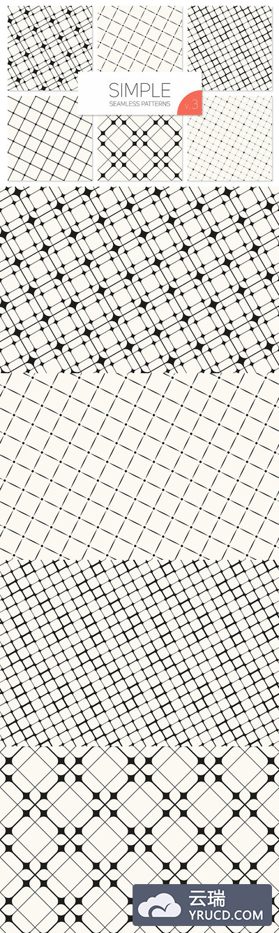 简单的几何无缝图案 Simple Seamless Patterns. Set 3