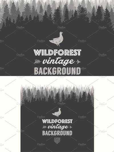 松林插画设计模板 Pine forest design template