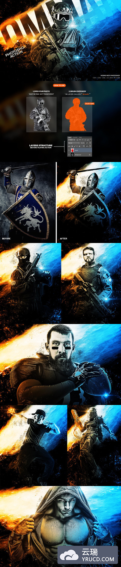 电影艺术海报设计特效PS动作文件下载[atn]