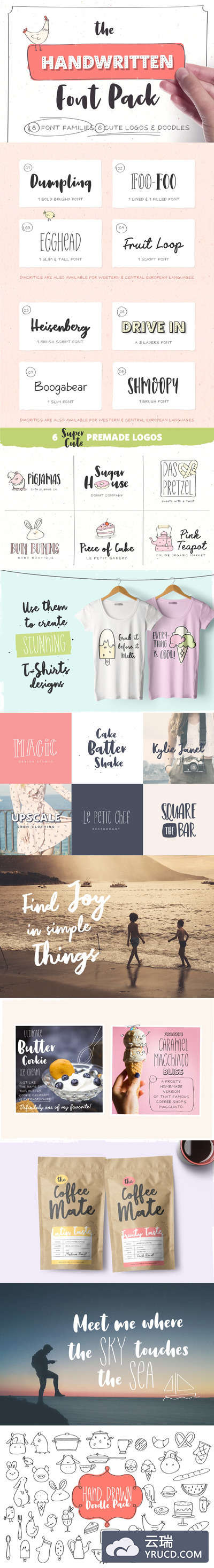 可爱的手写字体 Handwritten Font Pack & Extras