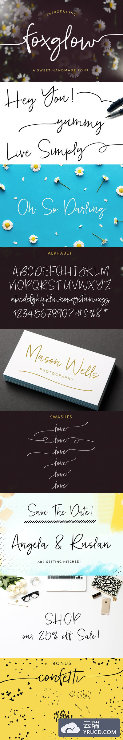 手写草书字体 Foxglow Font