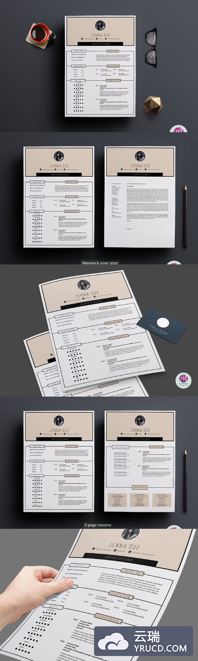高级优雅简历模板 Elegant 2 page resume template