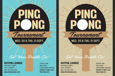 乒乓球比赛海报素材 Table Tennis Flyer