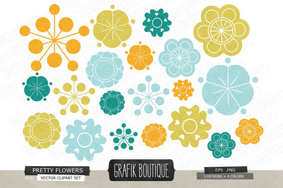 矢量花卉图形 Flowers vector clip art 01