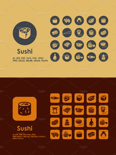 日料寿司图标 Sushi icons