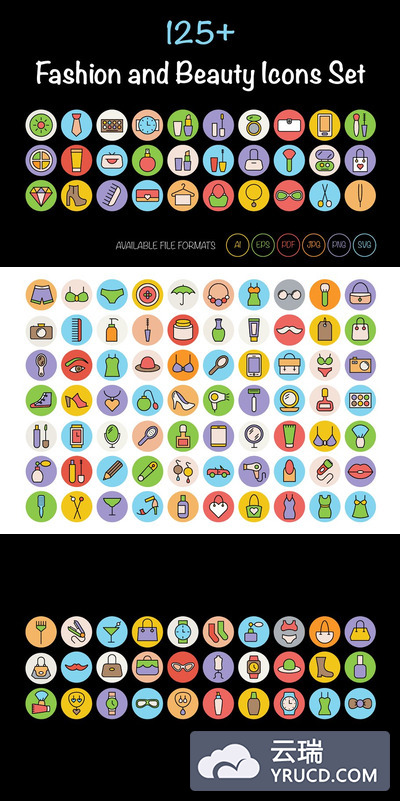 时尚美妆图标 125+ Fashion and Beauty Icons Set