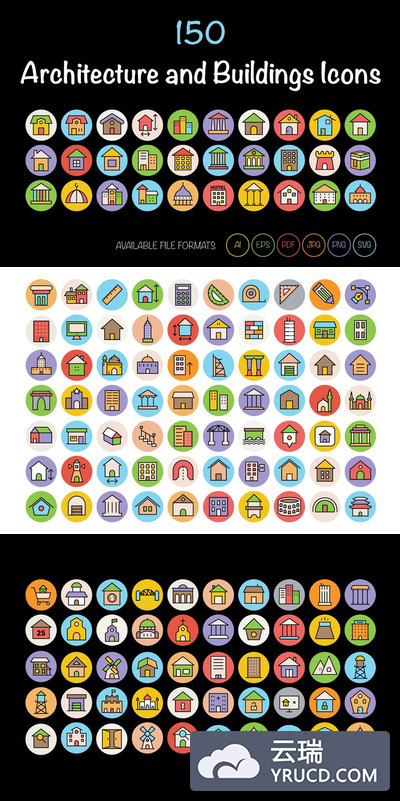 农业建筑图标 150 Architecture and Buildings Icons