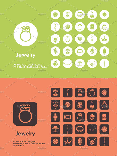 珠宝矢量图标 Jewelry icons