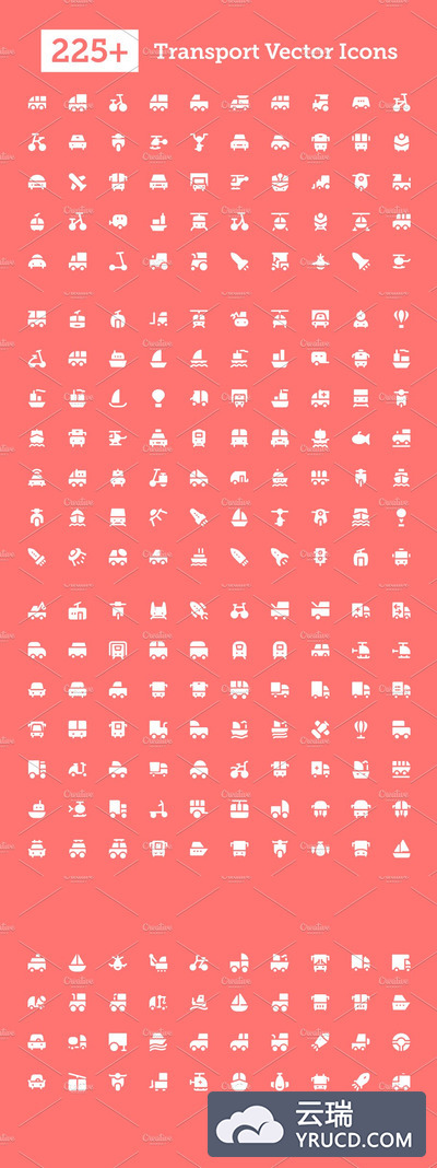 225+运输矢量图标 225+ Transport Vector Icons